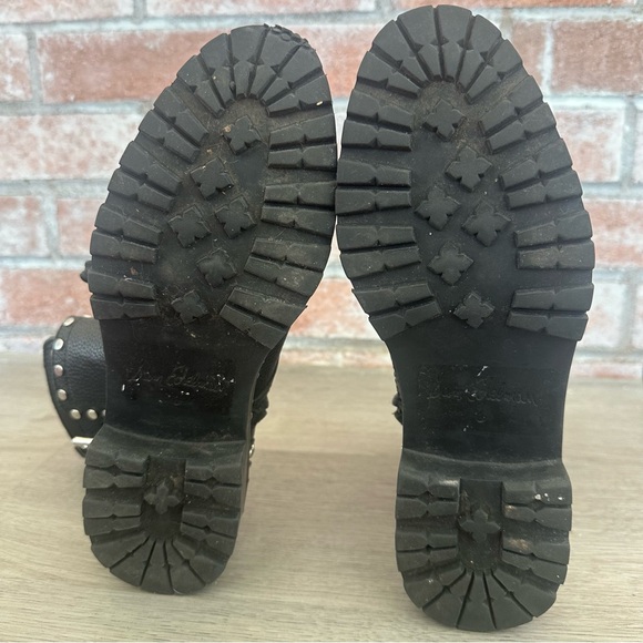 Sam Edelman Combat Boots Leather Studded Women’s 6 Black Biker Goth Emo Moto - Picture 8 of 8